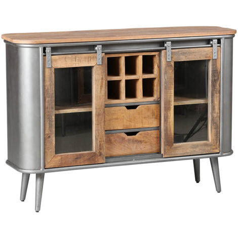 PALISSO - Buffet 2 Portes 2 Tiroirs Bois et Acier Patiné (1/3)