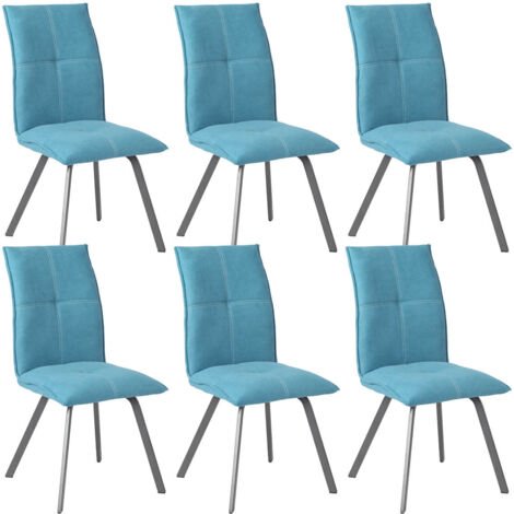 BISPO - Lot de 6 Chaises Tissu Coloris Bleu (1/5)