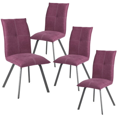 BISPO - Lot de 4 Chaises Tissu Coloris Violet (1/5)
