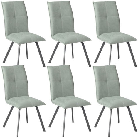 BISPO - Lot de 6 Chaises Tissu Coloris Vert d'Eau (1/5)