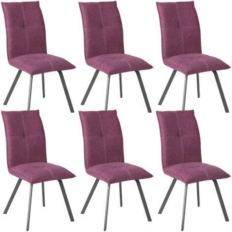 BISPO - Lot de 6 Chaises Tissu Coloris Violet (1/5)