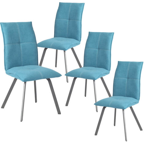 BISPO - Lot de 4 Chaises Tissu Coloris Bleu (1/5)