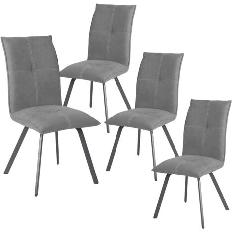 BISPO - Lot de 4 Chaises Tissu Coloris Gris Anthracite (1/5)