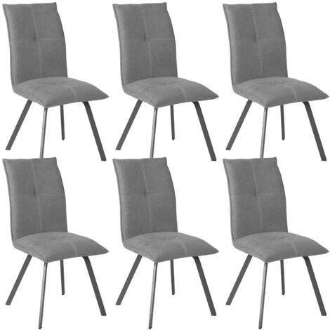 BISPO - Lot de 6 Chaises Tissu Coloris Gris Anthracite (1/5)