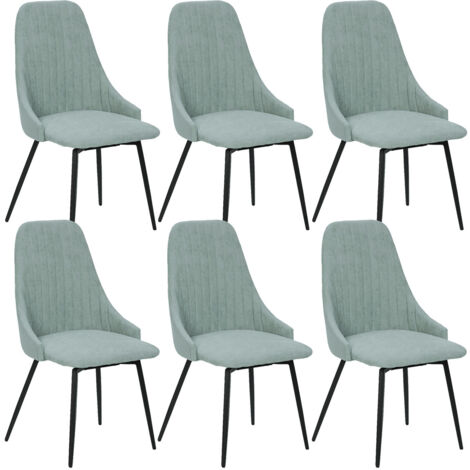 UNDY - Lot de 6 Chaises Pivotantes Tissu Vert Céladon (1/5)