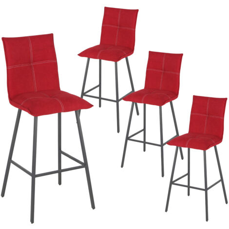 LAGOS - Lot de 4 Tabourets Rouges Hauteur H65cm (1/5)