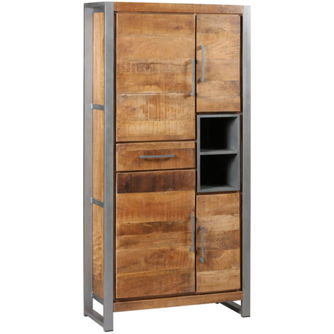PALISSA - Buffet 4 Portes 1 Tiroir Bois et Acier Patiné (1/3)