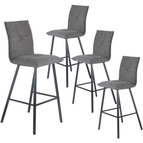 LAGOS - Lot de 4 Tabourets Gris Anthracite Hauteur H65cm (1/5)
