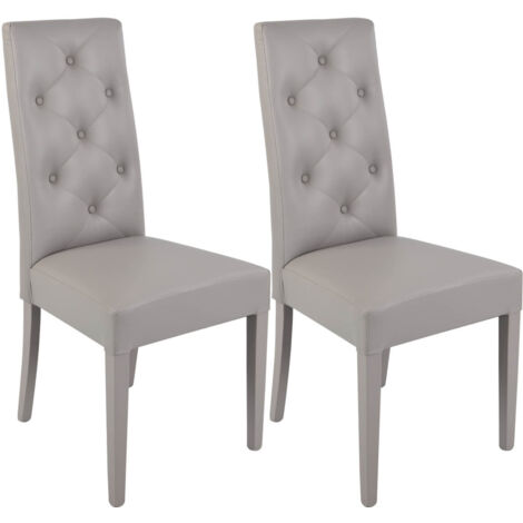 TREVI - Lot de 2 Chaises Simili Gris Clair et Pieds Laqués (1/3)