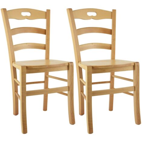 SUZY - Lot de 2 Chaises Naturelles et Assises en Bois (1/2)