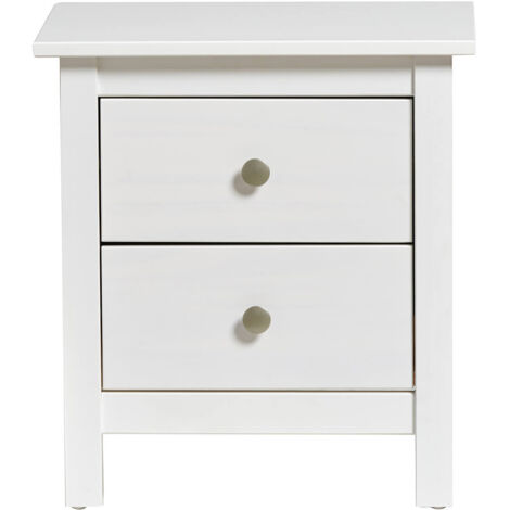 FRED - Chevet 2 Tiroirs Bois Massif Coloris Blanc (1/5)