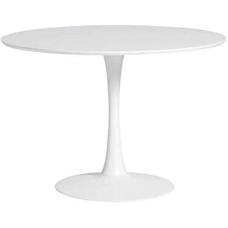 CANTIQUE - Table Ronde 110cm Pied et Plateau Blancs (1/3)