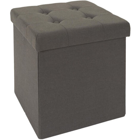 NORA - Coffre Pouf Pliable Capitonné Coloris Gris (1/5)
