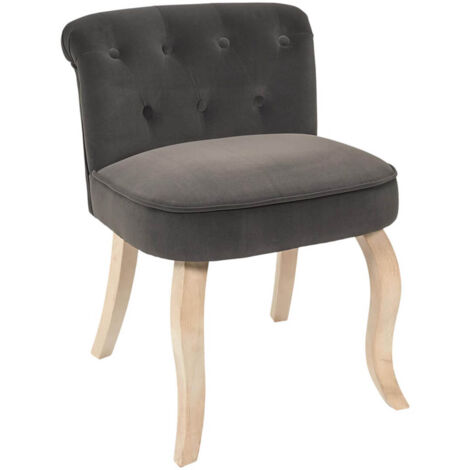 NORA - Fauteuil Avec Dossier Capitonné Velours Anthracite (1/5)