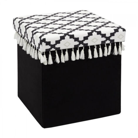 MINECRAFT - Pouf-Coffre Pliable Noir Motif Géométrique (1/5)