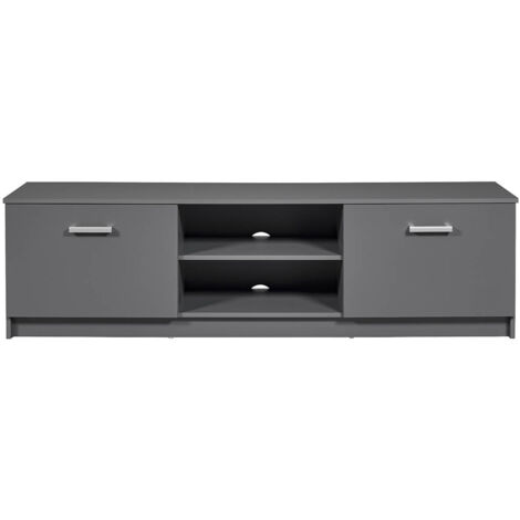 ZEINE - Meuble TV 2 Portes 2 Niches Coloris Gris Graphite (1/5)
