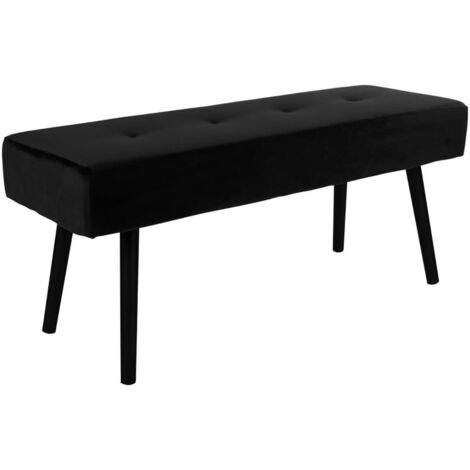 GEMINA - Banc 2 Places Velours Noir et Pieds Métal