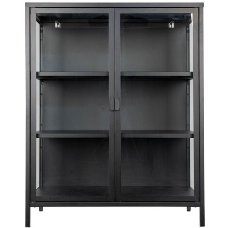 HENDRA - Vitrine 2 Portes Verre et Acier Noir H101cm (1/5)