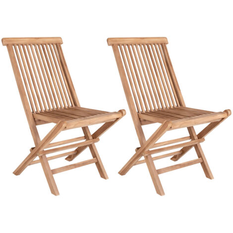 HORIZON - Lot de 2 Chaises de Jardin en Teck Massif Naturel (1/5)