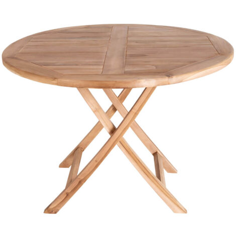 DESTIN - Table Jardin Ronde Ø100cm Teck Naturel (1/5)