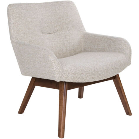 HARROW - Fauteuil Noyer Massif Naturel et Tissu Sable (1/5)