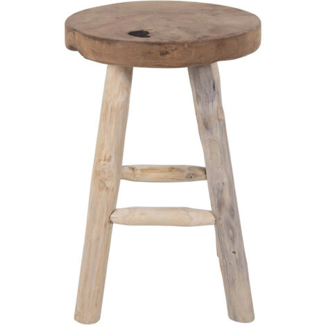 CLACIKO - Tabouret 4 Pieds en Teck Brut Naturel (1/3)