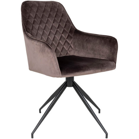 KARBO - Fauteuil Pivotant Velours Taupe et Piétement Acier (1/5)