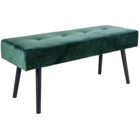 GEMINA - Banc 2 Places Velours Vert Foncé et Pieds Métal