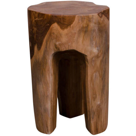CHIKO - Tabouret 3 Pieds en Teck Brut Naturel (1/3)