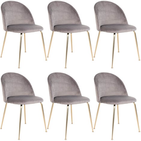 MEYRIN - Lot de 4 Chaises Hautes Velours Bleu et Pieds Métal Doré