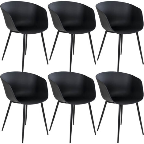MONTANA - Lot de 6 Chaises PolyPropylène Noir et Pieds Acier (1/5)