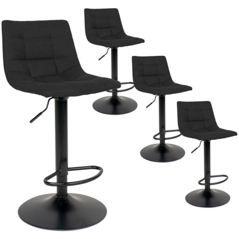 MAGNUS - Lot de 4 Tabourets Acier et Tissu Noir (1/2)