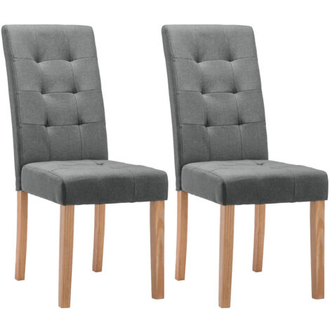 BOSTON - Lot de 2 Chaises Grises Capitonnées (1/4)