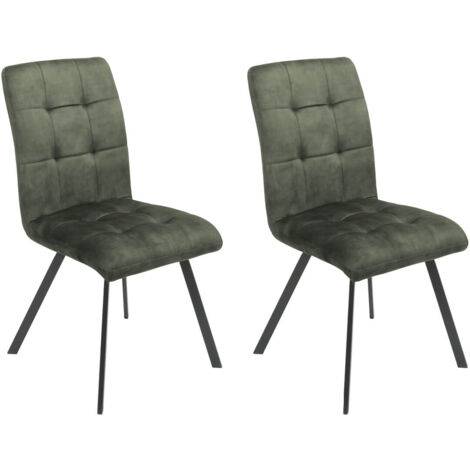 JOHN - Lot de 2 Chaises Capitonnées Vert (1/3)