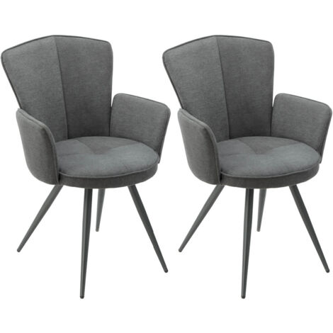 MALO - Lot de 2 Fauteuils Matelassés Gris Piètement Mat (1/3)