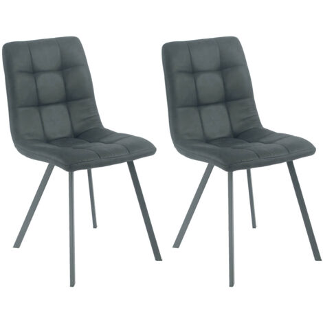 MOA - Lot de 2 Chaises Matelassées Grises Piètement Gris Mat (1/3)