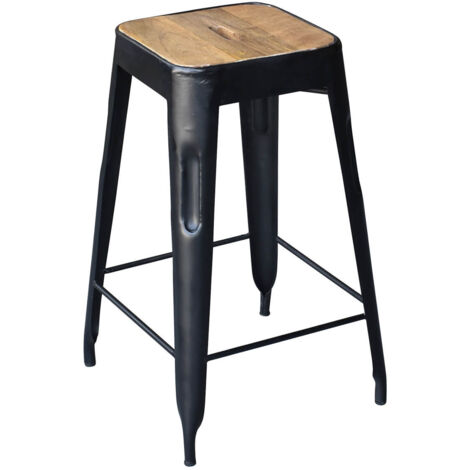 STEVE - Tabouret Industriel Bois et Acier H64cm (1/3)