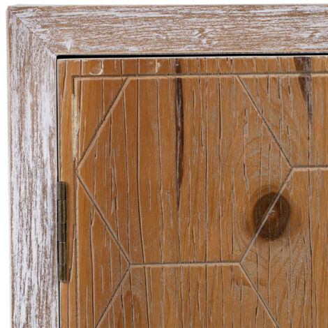 OLMANN - Buffet 2 Portes 2 Tiroirs Blanc et Naturel Aspect Vieilli