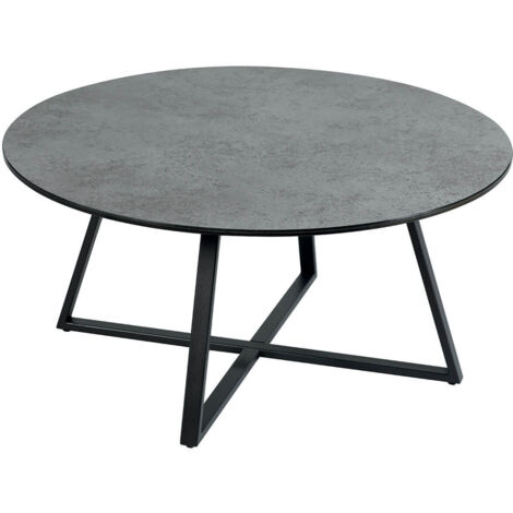 KERIA - Table Basse Ronde Aspect Céramique Grise (1/3)