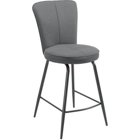 PARIL - Lot de 2 Tabourets de Bar Matelassés Gris