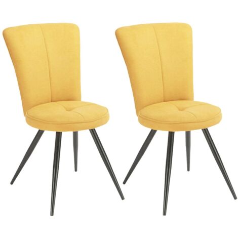 PARIL - Lot de 2 Chaises Matelassées Jaunes (1/3)