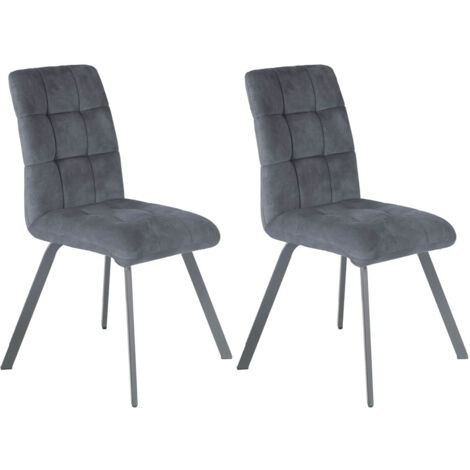JOHN - Lot de 2 Chaises Capitonnées Gris (1/3)