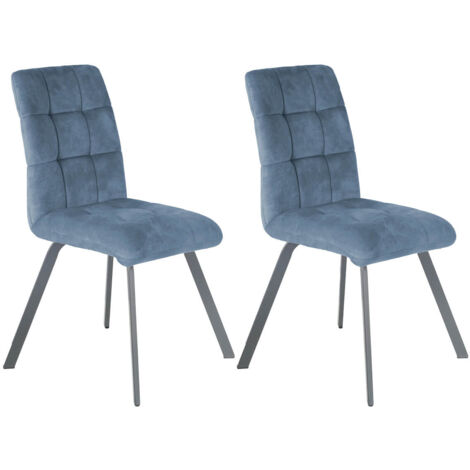 JOHN - Lot de 2 Chaises Capitonnées Bleu Gris (1/3)
