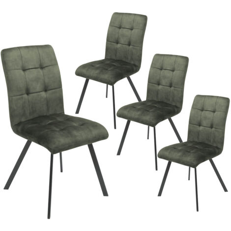 JOHN - Lot de 4 Chaises Capitonnées Vert (1/2)