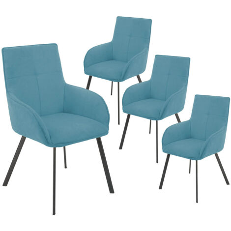 CATILA - Lot de 4 Fauteuils Bleus Piètement Gris Mat (1/2)