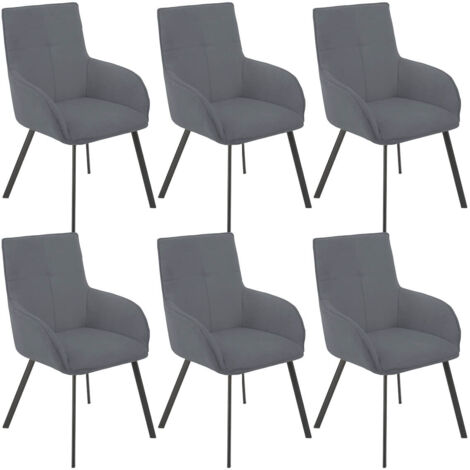 CATILA - Lot de 6 Fauteuils Gris Piètement Gris Mat (1/2)