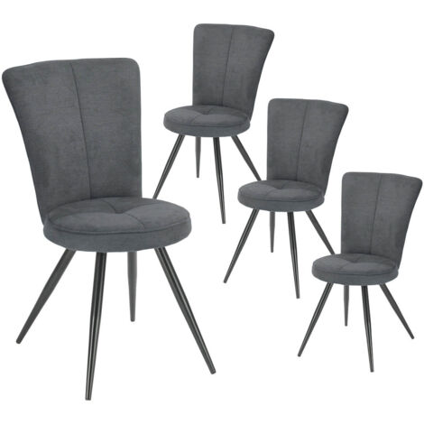 PARIL - Lot de 4 Chaises Matelassées Grises (1/2)