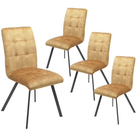 JOHN - Lot de 4 Chaises Capitonnées Jaune (1/2)