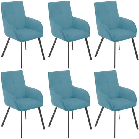 CATILA - Lot de 6 Fauteuils Bleus Piètement Gris Mat (1/2)