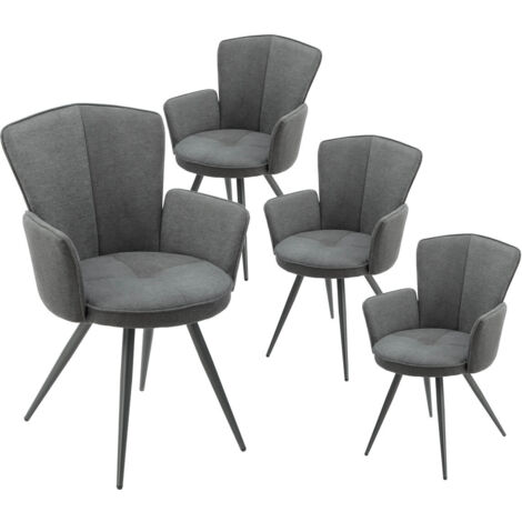 MALO - Lot de 4 Fauteuils Matelassés Gris Piètement Mat (1/2)